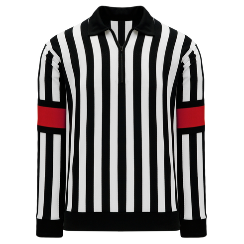 Athletic Knit Hockey Referee Jersey (RJ200-264), Color 'Black/White/Red'